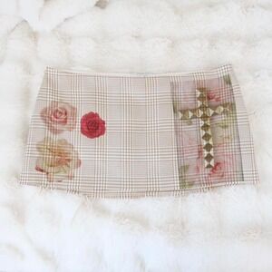 vintage l'academie plaid cross micro mini skirt size large